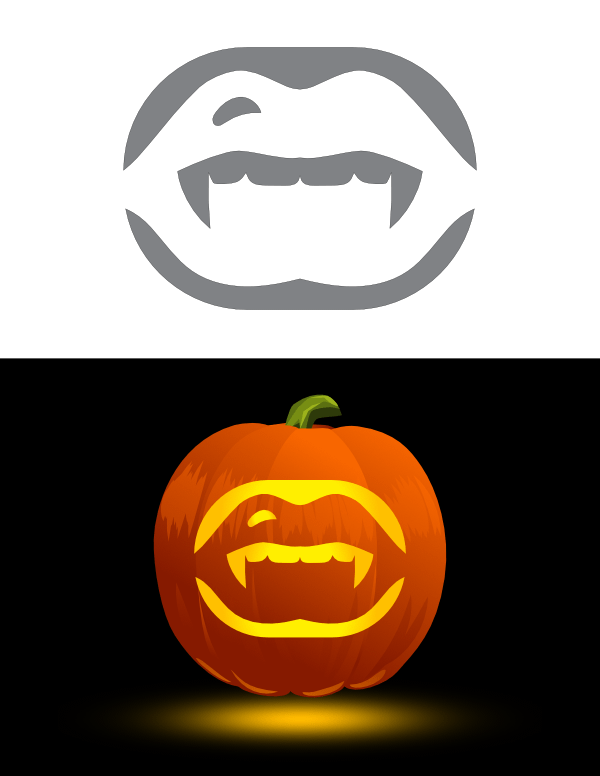 Printable Female Vampire Mouth Pumpkin Stencil