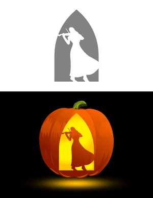 Female Violin Player Pumpkin Stencil