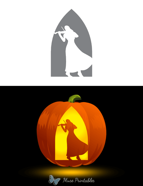 Female Violin Player Pumpkin Stencil