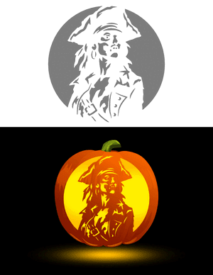 Female Zombie Pirate Pumpkin Stencil