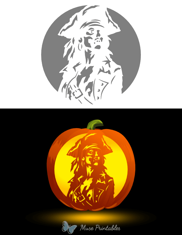Female Zombie Pirate Pumpkin Stencil