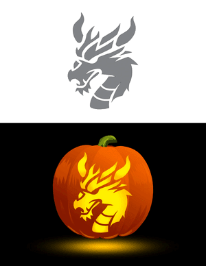 Ferocious Dragon Head Pumpkin Stencil