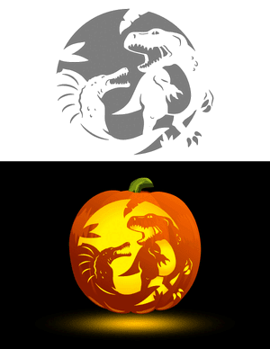 Fighting Dinosaurs Pumpkin Stencil