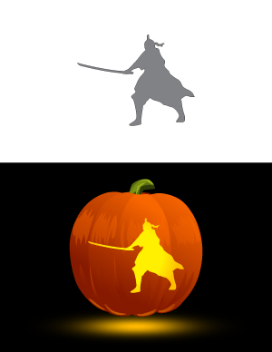 Fighting Samurai Pumpkin Stencil