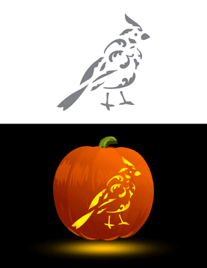 Filigree Pattern Cardinal Pumpkin Stencil
