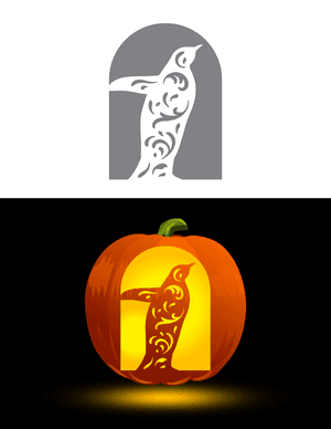 Filigree Patterned Penguin Pumpkin Stencil