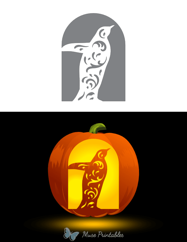 Filigree Patterned Penguin Pumpkin Stencil
