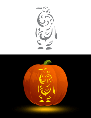 Filigree Penguin Pumpkin Stencil