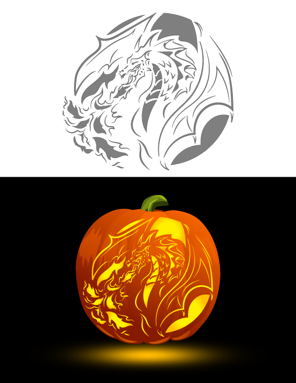 Fire Breathing Dragon Pumpkin Stencil