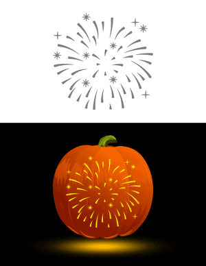 Fireworks and Stars Pumpkin Stencil