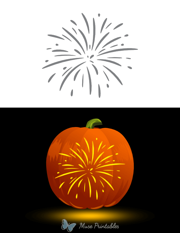 Fireworks Pumpkin Stencil