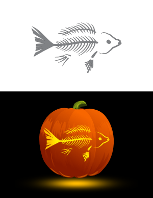 Fish Skeleton Pumpkin Stencil
