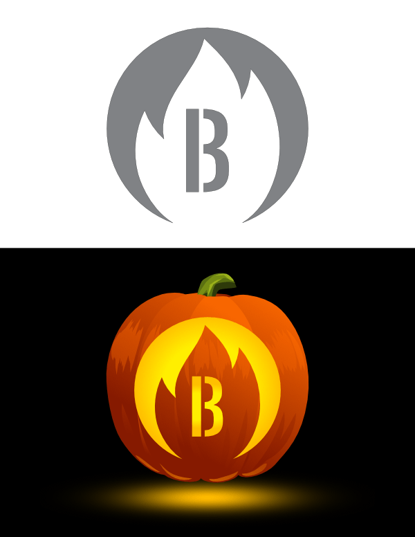 Flame Letter B Pumpkin Stencil