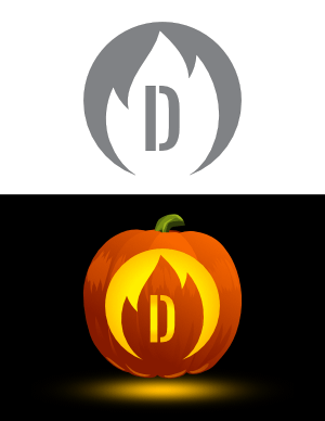 Flame Letter D Pumpkin Stencil