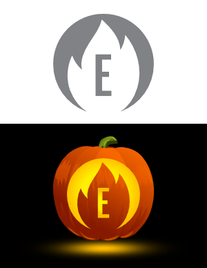 Flame Letter E Pumpkin Stencil