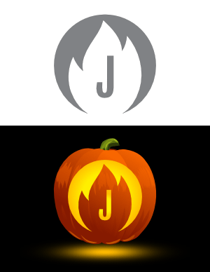 Flame Letter J Pumpkin Stencil