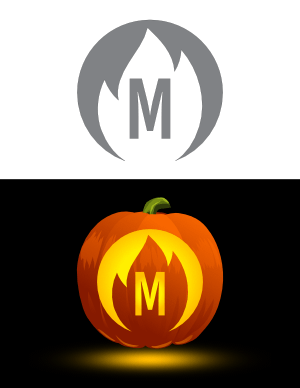 Flame Letter M Pumpkin Stencil