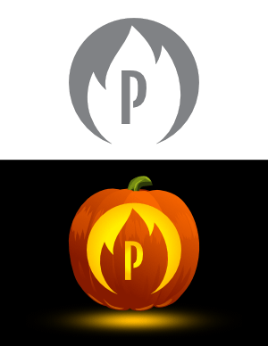 Flame Letter P Pumpkin Stencil