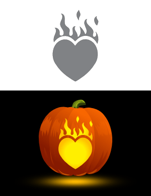 Flaming Heart Pumpkin Stencil