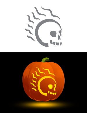 Flaming Skull Pumpkin Stencil