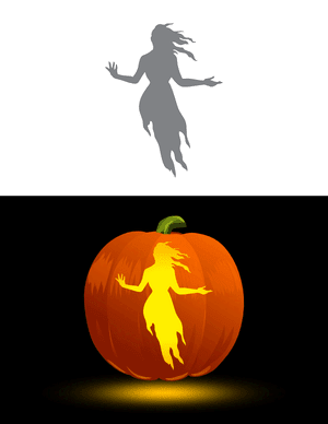Floating Female Spirit Pumpkin Stencil