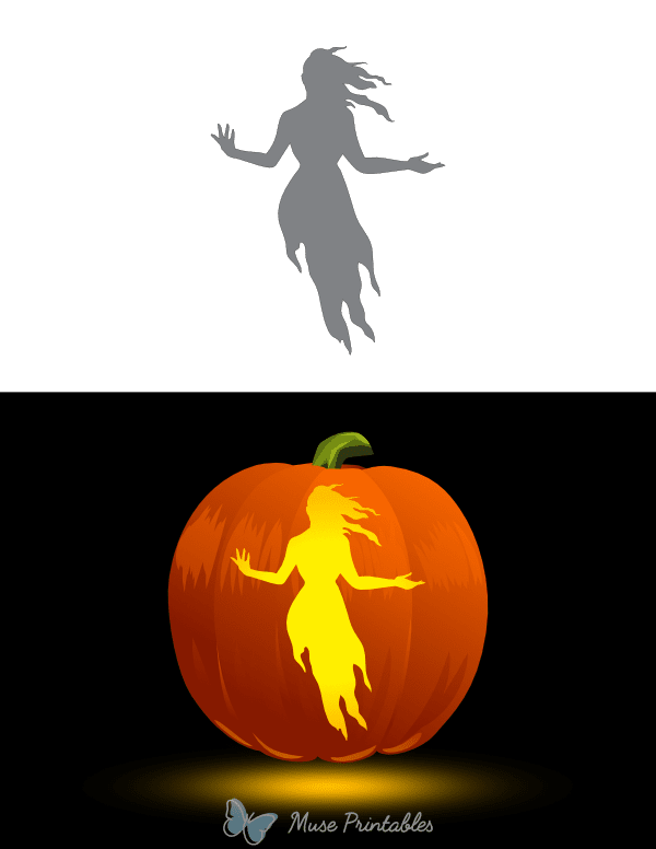 Floating Female Spirit Pumpkin Stencil