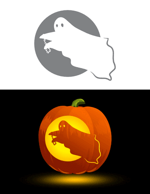 Floating Ghost With Chains Pumpkin Stencil