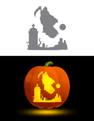 Floating Grim Reaper Pumpkin Stencil