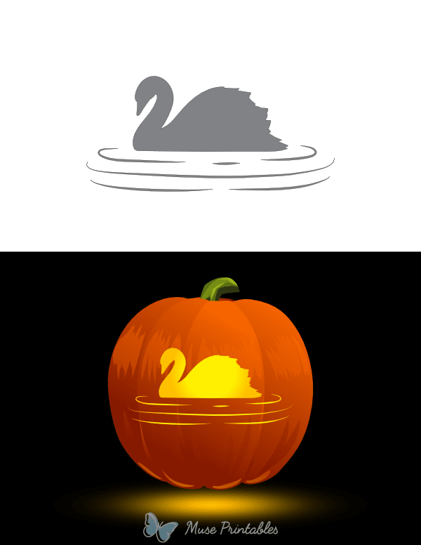 Floating Swan Pumpkin Stencil