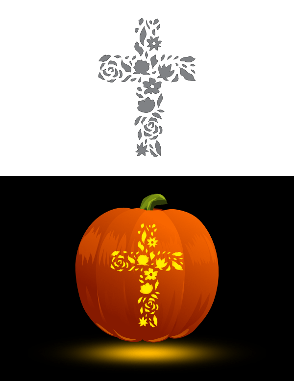 Floral Cross Pumpkin Stencil