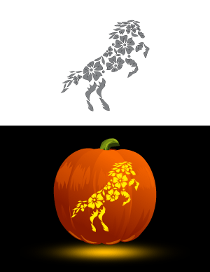 Floral Horse Pumpkin Stencil
