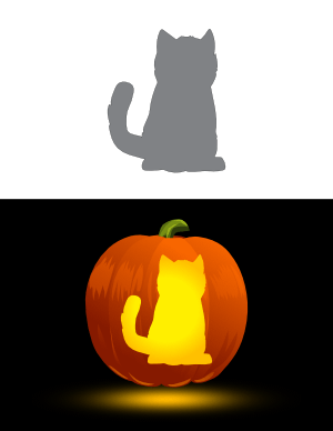 Fluffy Kitten Pumpkin Stencil