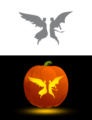 Flying Angel and Devil Pumpkin Stencil