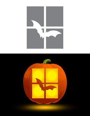 Flying Bat At the Window Pumpkin Stencil