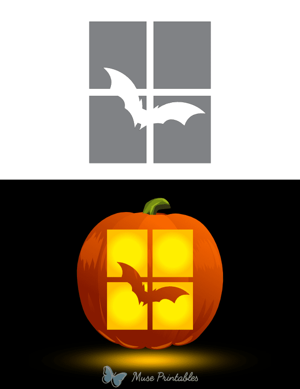 Flying Bat At the Window Pumpkin Stencil