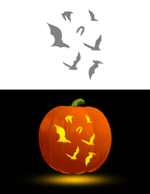 Flying Bats Pumpkin Stencil