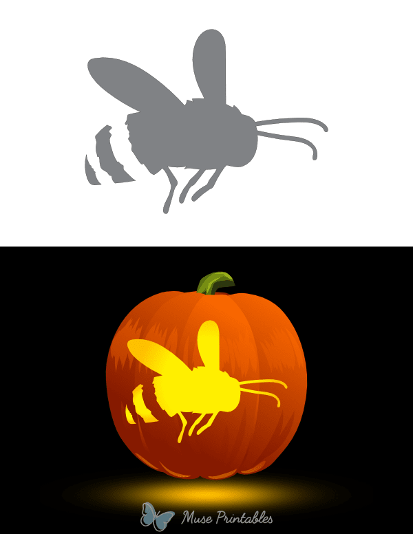 Flying Bee Pumpkin Stencil