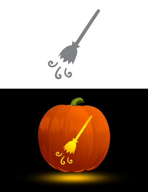 Flying Broom Pumpkin Stencil