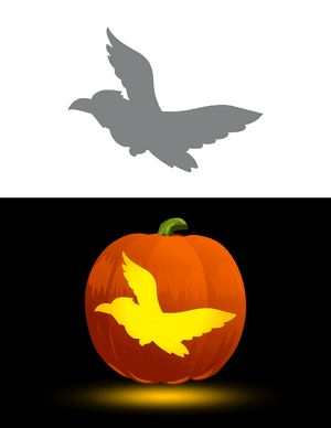 Flying Cartoon Eagle Pumpkin Stencil