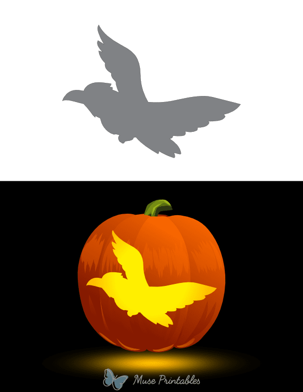 Flying Cartoon Eagle Pumpkin Stencil