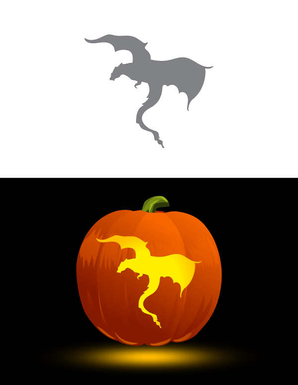 Printable Flying Dragon Pumpkin Stencil