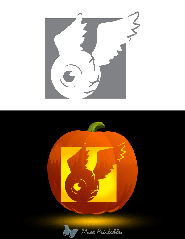 Flying Eyeball With Veins Pumpkin Stencil