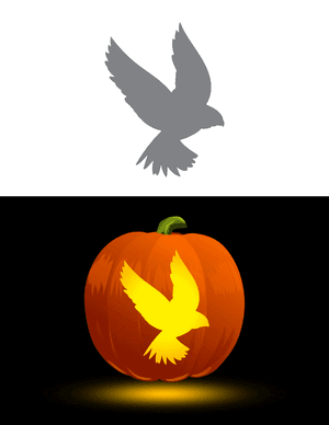 Flying Falcon Outline Pumpkin Stencil