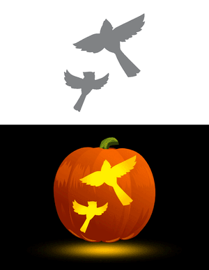 Flying Mother and Baby Cardinal Pumpkin Stencil