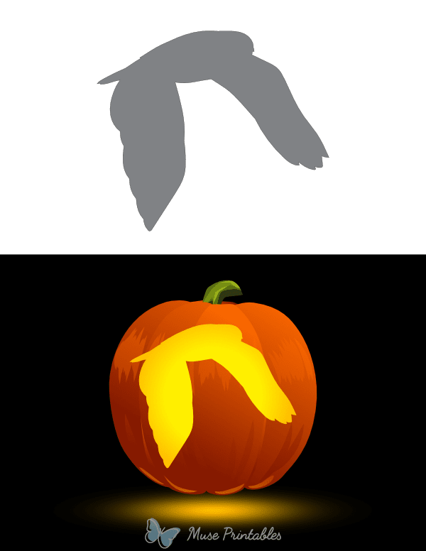 Flying Snowy Owl Pumpkin Stencil