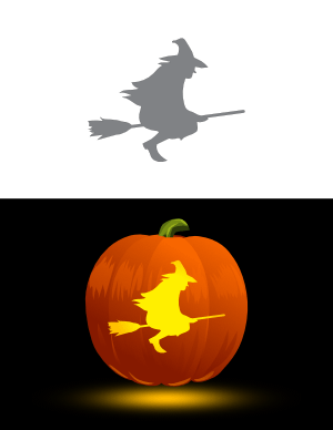 Flying Witch Pumpkin Stencil