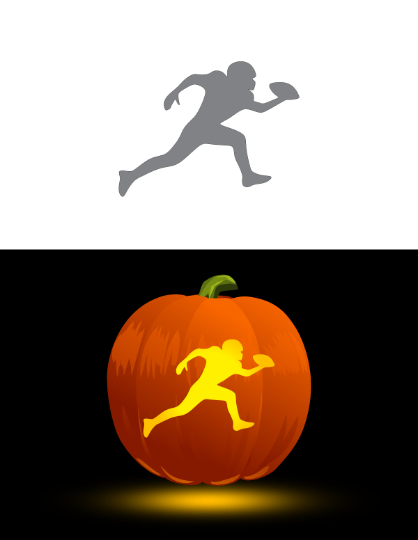 Printable Football Player Pumpkin Stencil