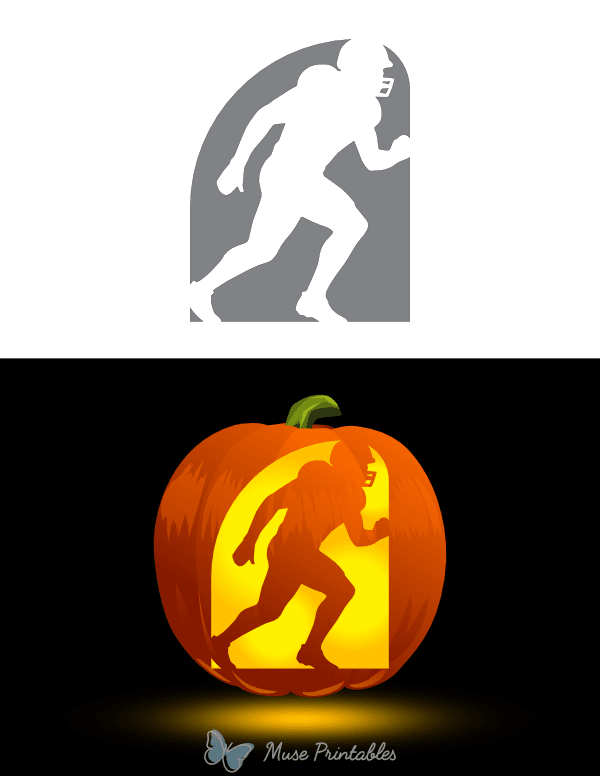 Football Player Running Pumpkin Stencil