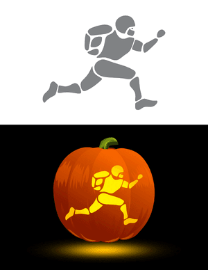 Football Player Running With Ball Pumpkin Stencil