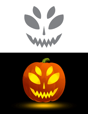 Four Eyed Alien Face Pumpkin Stencil